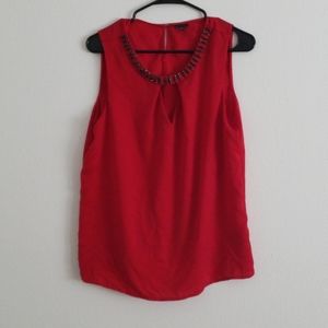 Red Top With Beaded Neckline